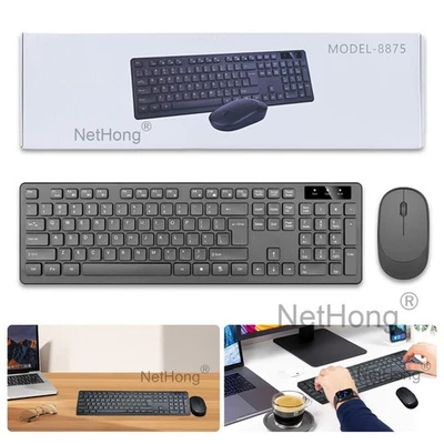 2.4GHz Wireless Keyboard And Mouse Set UK USB Dongle For PC Laptop Full-Size NEW - Image 1 of 4