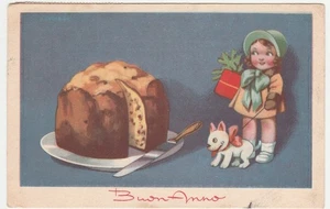 GRUSS - GUTES NEUES JAHR - MÄDCHEN - HUND - PANETTONE - REISE 1952 -31040- - Bild 1 von 1