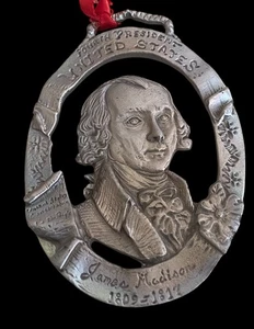 Vintage Pewter James Madison Christmas Ornament 4th President Virginia - Picture 1 of 16