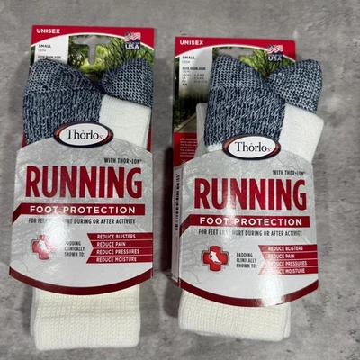 Thorlos Unisex XJ Maximum Cushion Running Crew Socks White & Navy Size S - Image 1 of 4