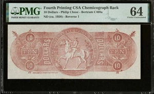 $10 Confederate States Chemicograph Banknote Civil War Paper Money, PMG ChUNC 64 - Picture 1 of 5