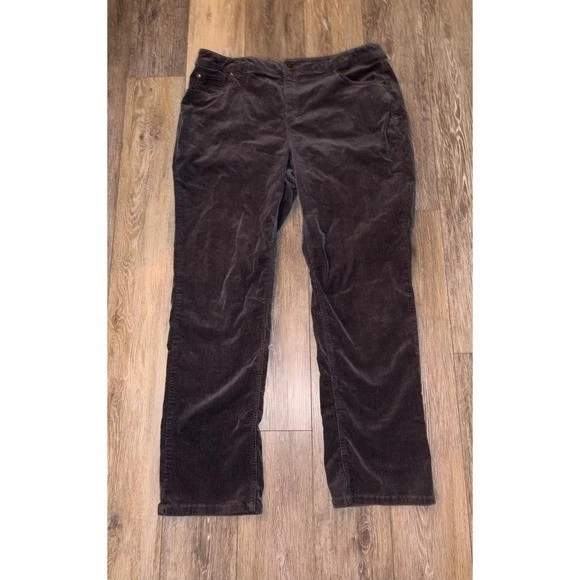 EUC Women's Charter Club Lexington Straight Charcoal Gray Corduroy - Size 16 - Image 1 of 4