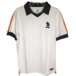 Disney Mickey Mouse Polo Shirt Mens Medium White Black EPCOT World Showcase - Picture 1 of 15