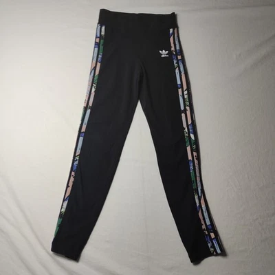 Adidas Her Youth M Girls Leggings Floral 3 Stripes Black - Image 1 of 4