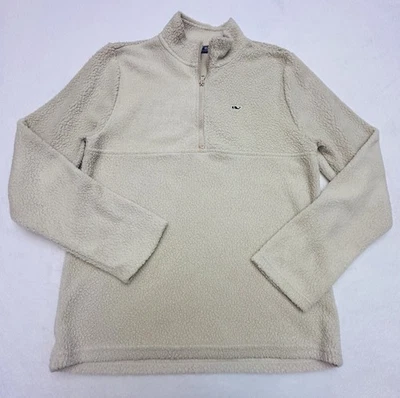 Sudadera Vineyard Vines Niños XL Marfil 1/4 Cremallera Sherpa Pullover Vellón Sólido Foto 1 de 4