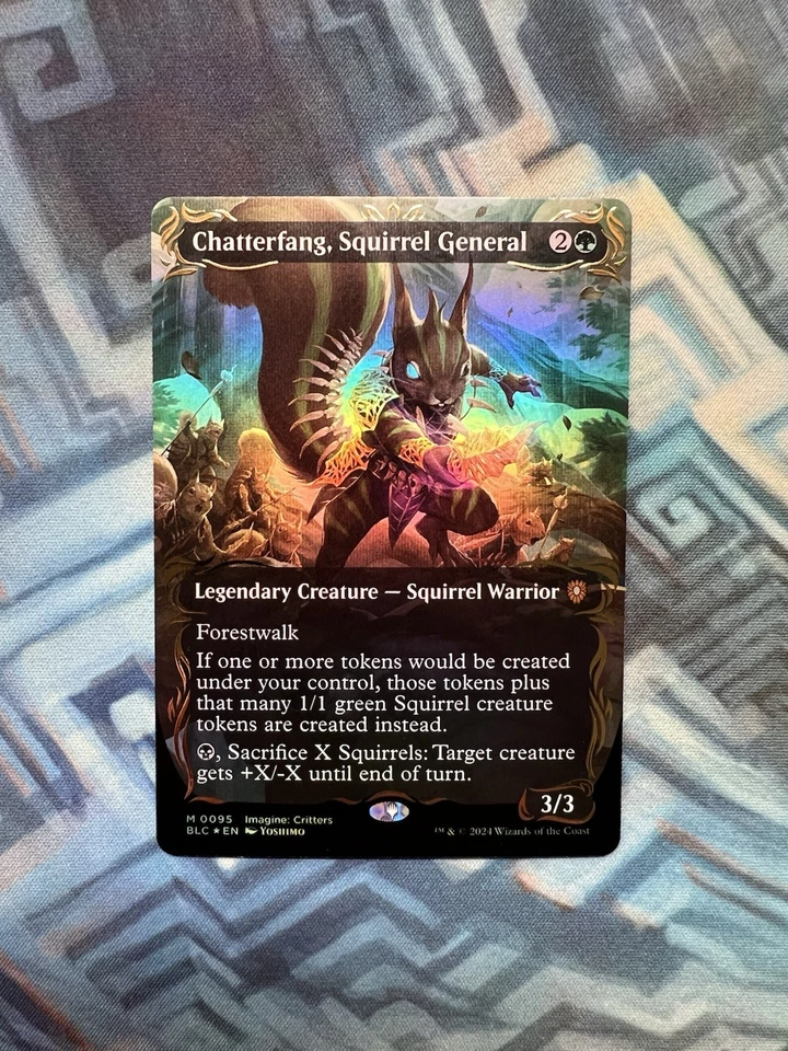 Borderless Raised Foil Chatterfang, Squirrel General NM- Unplayed Bloomburrow - Image 1 of 4