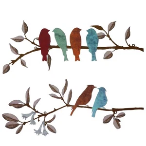 2 Pcs Metal Birds Wall Art Decor Vivid Birds on Branch Rustic Outdoor Decor f... - Picture 1 of 6