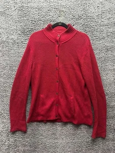 Ralph Ralph Lauren Strick Baumwolle Full-Snap Cardigan Pullover Rot Damen Größe L - Bild 1 von 12