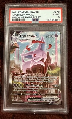 Espeon VMAX Alternate Art Secret Rare 270/264 SWSH08 Fusion Strike PSA 9 - Image 1 of 2
