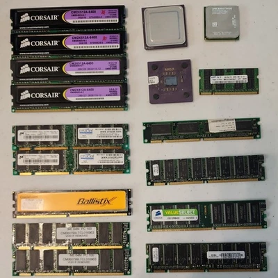 LOT PC computer memory RAM DDR2, PC100, PC133 + AMD Athlon & K6 processor CPUs - Image 1 of 2
