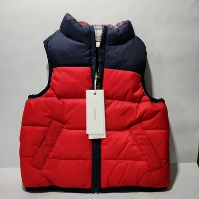 Janie and Jack Red/Navy Puffer lumberjack Vest Boy Girl  Size 6-12 months New! - Image 1 of 4