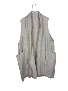 Elizabeth Suzann Studio Beige Canvas Open Front 100% Cotton Clyde Vest 2XL/3XL - Picture 1 of 9