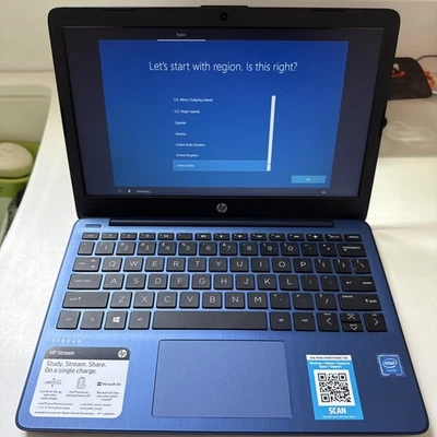 HP Stream 11.6 inch (64GB, Intel Celeron, 1.10GHz, 4GB) Notebook/Laptop - Blue - Image 1 of 4