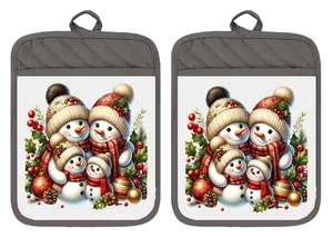 Muñeco de nieve familia Navidad adornos porta olla horno guantes toalla de lino XDZ207DPH - Imagen 1 de 14