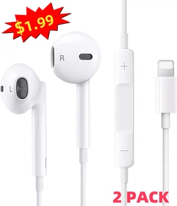 Casque filaire écouteur casque pour iPhone 14/13/12/11/iPad - Pack de 2 - Photo 1 sur 9