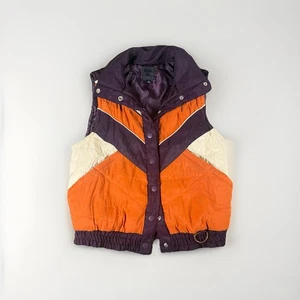 ANNA SUI TARGET PUFFER VEST MEDIUM COLOR BLOCK ORANGE CREME LILA RETRO - Bild 1 von 8