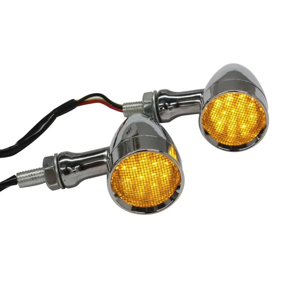 Luz indicadora intermitente LED de señales de giro cromadas para motocicleta para Harley Davidson D Foto 1 de 4
