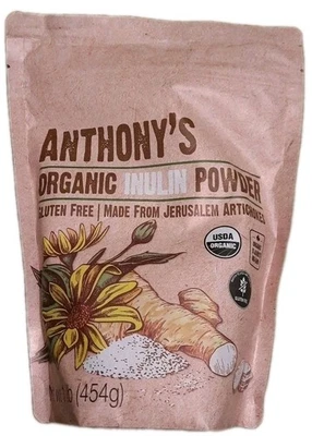 Inulina orgánica en polvo Anthony's 1 lb. - Aumenta la salud intestinal naturalmente BB: 03/2026 Foto 1 de 3