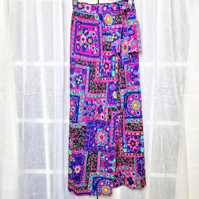 Vintage Beverly Vogue Maxi Wrap Skirt  Sz S Floral Patchwork Hippie Boho Mod - Image 1 of 4