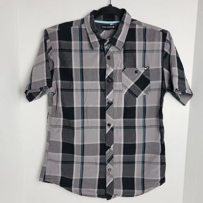 Ocean Current Youth Short Sleeve Plaid Dress Shirt Blue/White/Black Large - Изображение 1 из 4