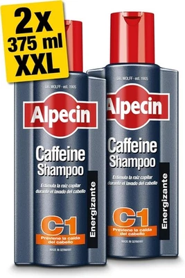 2x Alpecin Caffeine Shampoo C1 375m. Champu anti caida hombre con cafeina  - Imagen 1 de 4