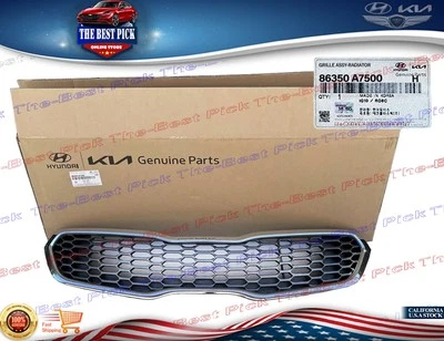 GRILLE RADIATOR FRONT BUMPER CHROME ⭐ OEM ⭐ FOR 2014-2016 KIA FORTE 86350A7500 - Image 1 of 4