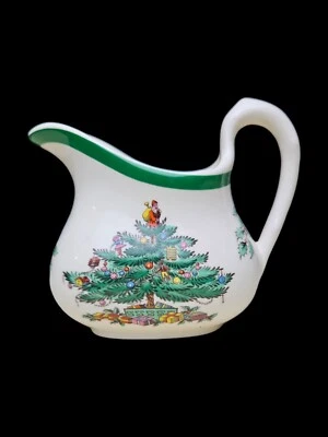 Spode Christmas Tree Cream Pitcher~Green Trim~ England~Holiday Decor~Kitchen - Image 1 of 4