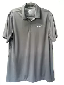 Nike Dri fit Men's Large Black Polo Golf Shirt Short Sleeve 1/4 Button - Picture 1 of 3