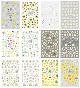 3D Nail Art Decals Sunflower Daisy Flowers Self-Adhesive Stickers - Picture 1 of 14