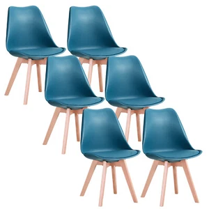 Set di 6 Sedie Tulip Design Gambe polipropilene Legno di faggio Verde - Foto 1 di 12