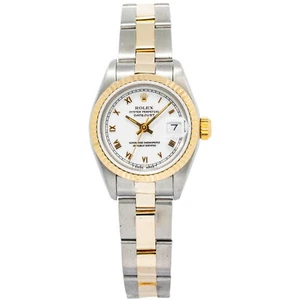 Rolex DateJust 69173 Oyster 18K Two Tone Yellow Gold White Dial Auto Ladies 26mm - Picture 1 of 6