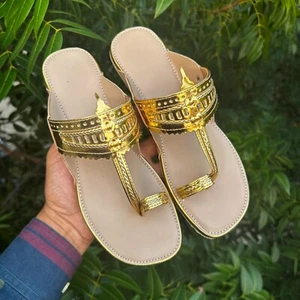 Indian Footwear for Women Kolhapuri Sandals Ethnic Flats Slip On SS539 - Picture 1 of 5