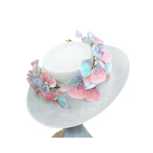 Aliah - Ivory & Multi pastel Feature hat ASCOT WEDDING - Picture 1 of 10