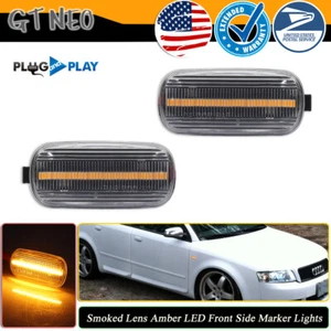 2PCS Clear Front Side Marker Signal Amber LED Lamps For Audi A3 A4 A6 S4 S6 RS4 - Picture 1 of 10