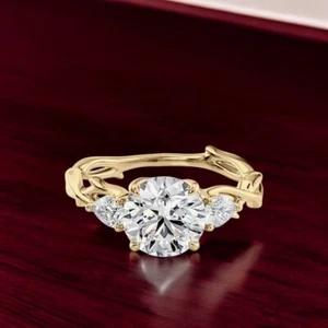 Anillo de compromiso de diamantes creado en laboratorio IGI corte redondo de 1,90 quilates de oro amarillo de 14 k para mujer - Imagen 1 de 15
