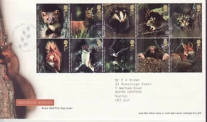 GB Stamps First Day Cover Woodland Animals, fox, deer, cat SHS Paw Prints 2004 - Picture 1 of 1