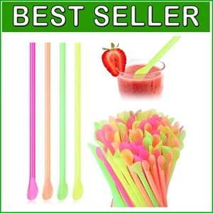 Flexible Plastic Spoon Straws in Bulk: 5000 Colorful Dessert Accessories - Picture 1 of 9