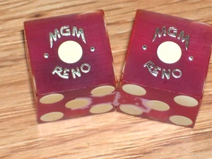 1 OLD PAIR OF DICE FROM THE MGM CASINO (3) RENO NV - Picture 1 of 1