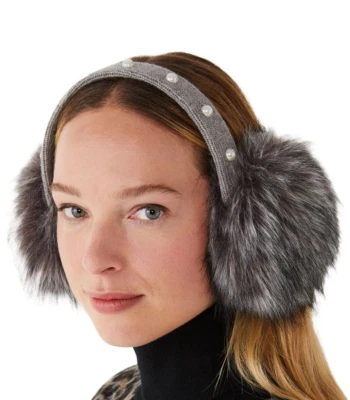 New Kate Spade Diamante Faux Fur Earmuffs - Date Night/ Travel, HEATHER GRAY - Image 1 of 4