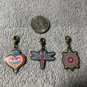 Lot Of 3 Zipper Pulls Double Sided - Picture 1 of 1