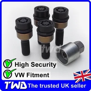 4x BLACK ALLOY WHEEL LOCKING BOLTS FOR VW TRANSPORTER T4 T5 T6 NUT LUG STUD - Picture 1 of 9