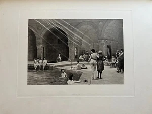1892 Jean Leon Gerome Hering "Grand Bath at Broussa" Photogravure Goupil Print - Picture 1 of 2
