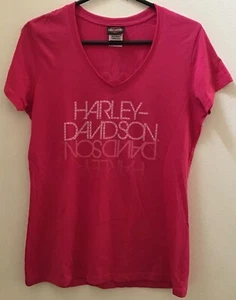 HARLEY DAVIDSON Women's Bourbon Street V-Neck Short Sleeve T-Shirt Sz M - Picture 1 of 3