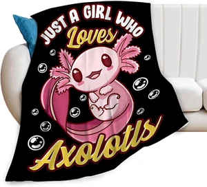 Axolotl Blanket Super Soft Warm Fluffy Flannel Just a Girl Who Loves Axolotls Th - Picture 1 of 12