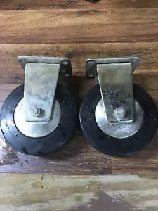 2 Vintage J&J 5 Inch Caster Wheels - Picture 1 of 4