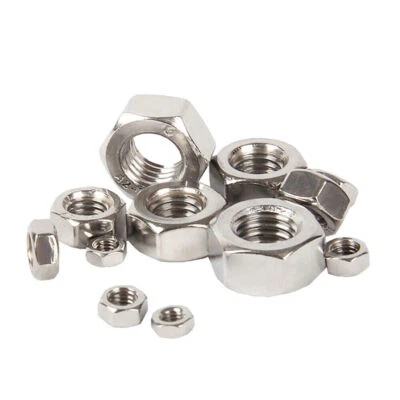 304 Stainless Steel A2 Hex Lock Nuts Left Hand Thread  M4-M20 Hex Full Screw Nut - Image 1 of 4