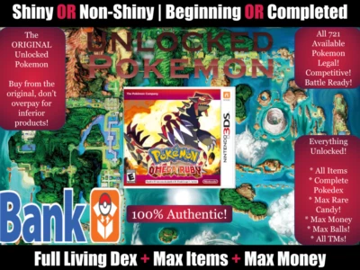 Unlocked Pokemon Omega Ruby All 721 Shiny All Items Max Money And More - Image 1 of 2