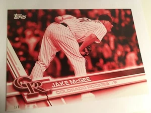 2017 Topps Team Red Parallel Jumbo 5x7 Jake McGee COL10 Rockies #’d 3/5 - Picture 1 of 1