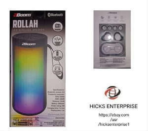 2Boom Color Changing LED FM Bluetooth Speaker 2Boom Bluetooth Earbuds Lot Of 2 - Picture 1 of 6