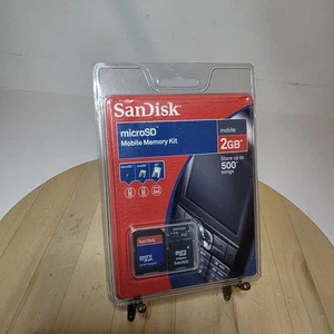 SanDisk SD 2GB MicroSD Card Mobile Memory Kit Micro SD, Mini SD, SD 2GB New - Zdjęcie 1 z 3